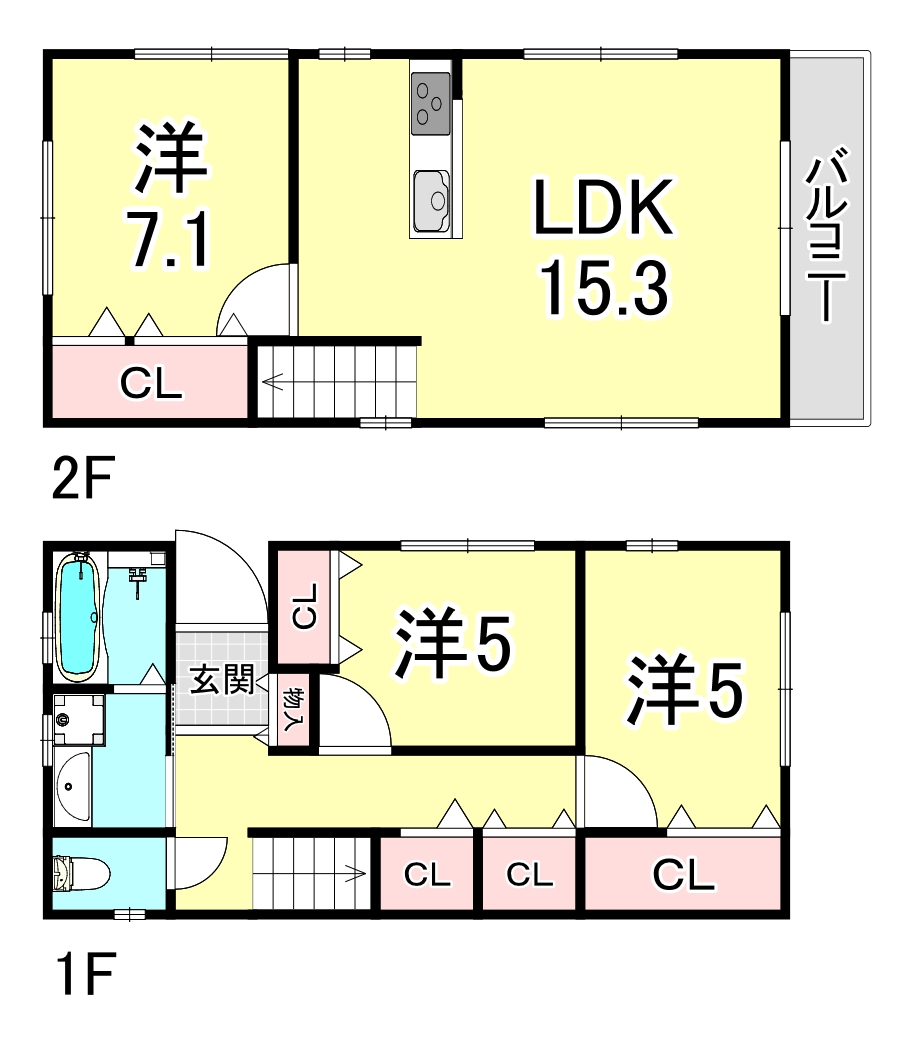 ＪＲ山陽本線 垂水駅 徒歩8分 2階建 築4年の間取り写真