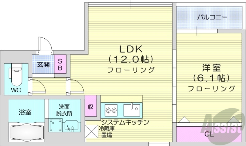 地下鉄東西線 琴似駅 徒歩11分 4階建 築14年の間取り写真