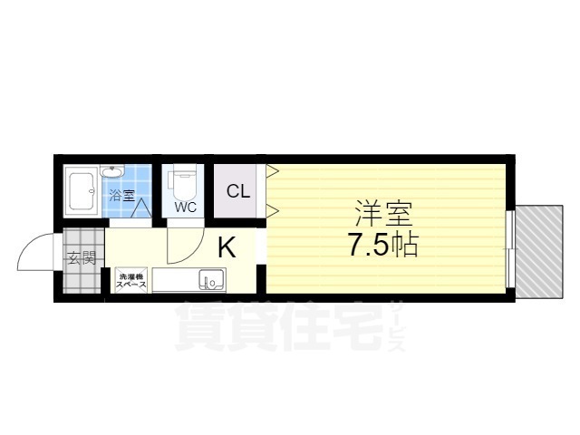 京都市伏見区深草大亀谷古御香町のアパートの間取り