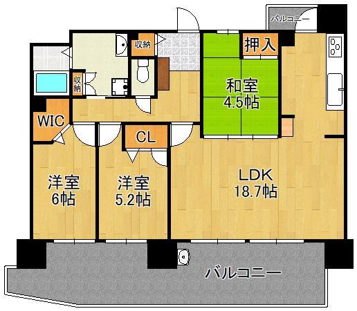 北九州市戸畑区千防のマンションの間取り