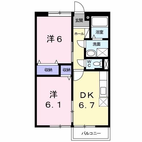 岡山市中区海吉のアパートの間取り