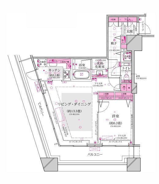 コンシェリア西新宿　ＴＯＷＥＲ’Ｓ　ＷＥＳＴの間取り