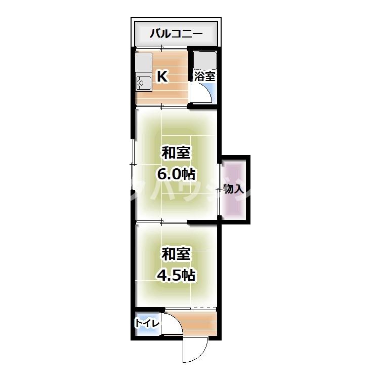 四條畷市岡山のアパートの間取り