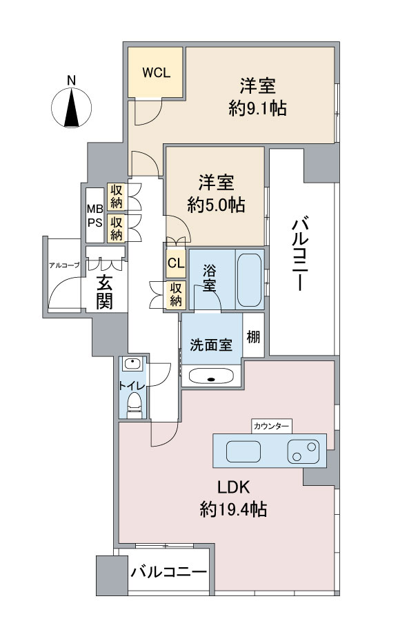 プラウドタワー覚王山１４０５号室の間取り