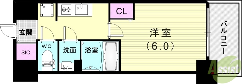 【神戸市長田区二番町のマンションの間取り】