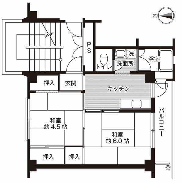 ビレッジハウス玖珂2号棟の間取り