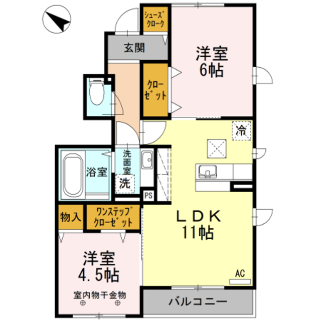 八王子市西片倉のアパートの間取り