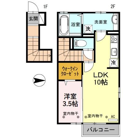 砺波市栄町のアパートの間取り