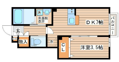 仙台市宮城野区宮千代のアパートの間取り