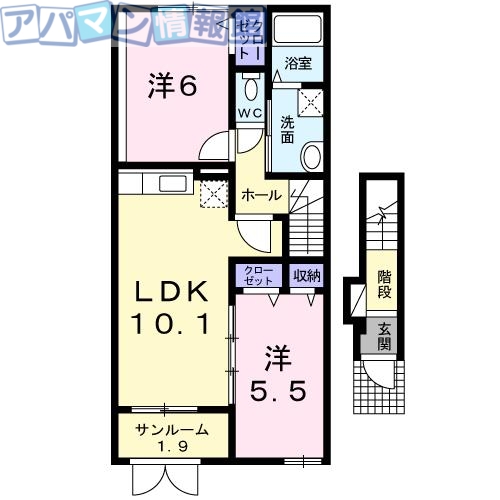 新潟市江南区砂岡のアパートの間取り