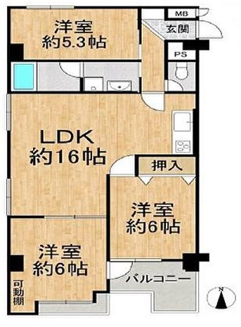 大阪市中央区内本町のマンションの間取り