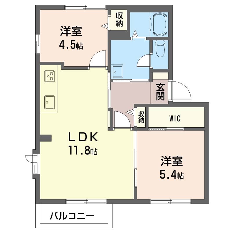 松戸市二十世紀が丘美野里町のアパートの間取り