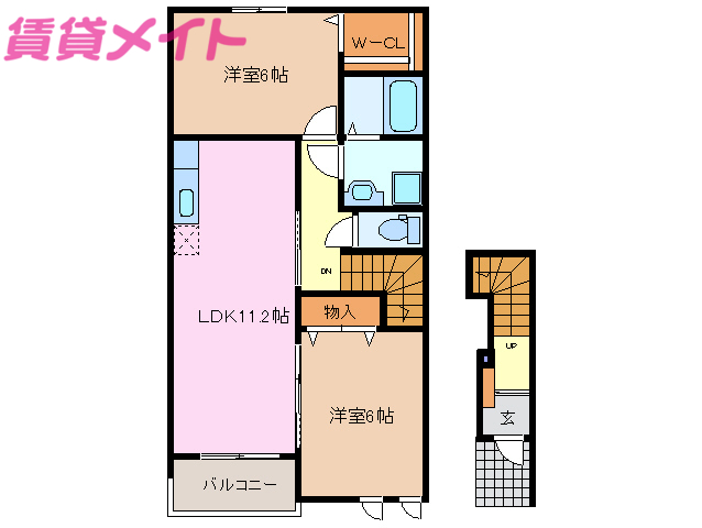 四日市市河原田町のアパートの間取り