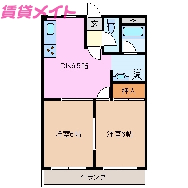 鈴鹿市若松北のアパートの間取り