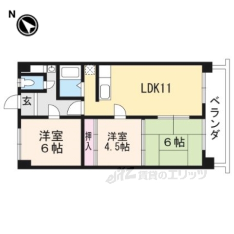 甲賀市水口町北脇のマンションの間取り