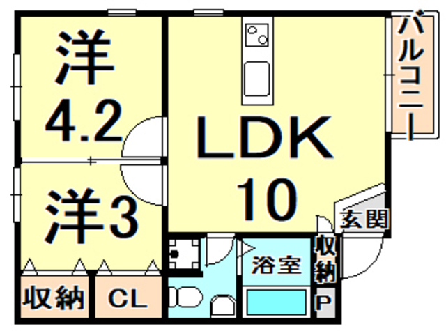 西宮市松籟荘のアパートの間取り