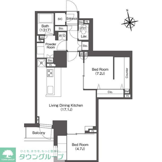 台東区東上野のマンションの間取り