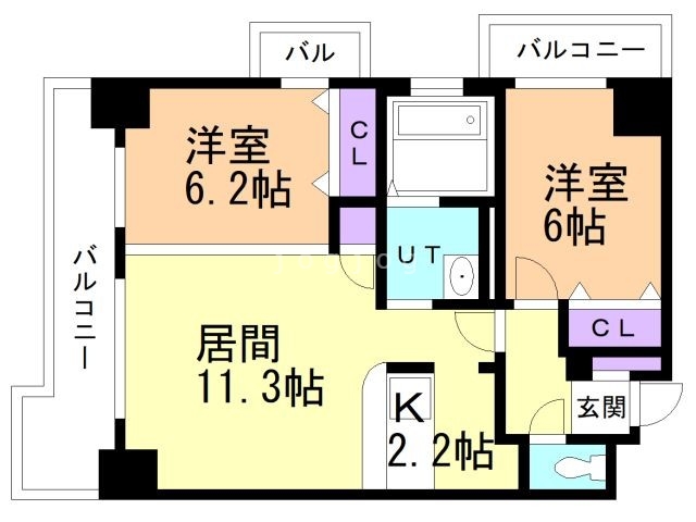 札幌市清田区平岡一条のマンションの間取り