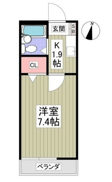 小田急線 読売ランド前駅 徒歩7分 2階建 築33年の間取り写真