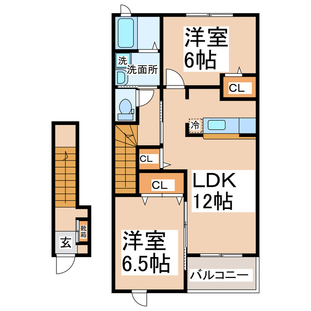 【熊本市北区津浦町のアパートの間取り】