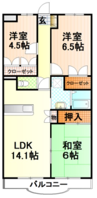 富士市長通のマンションの間取り