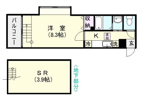 鹿児島市南郡元町のマンションの間取り