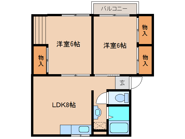 北葛城郡広陵町みささぎ台のアパートの間取り