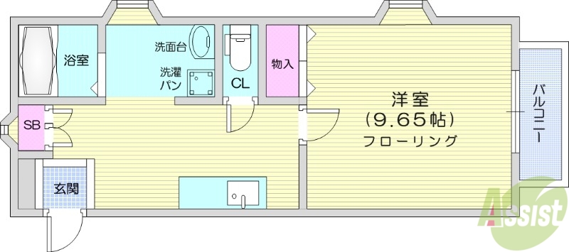 仙台市宮城野区二の森のアパートの間取り