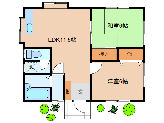 岩国市南岩国町のアパートの間取り