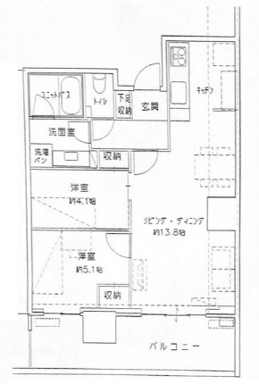 港区浜松町のマンションの間取り