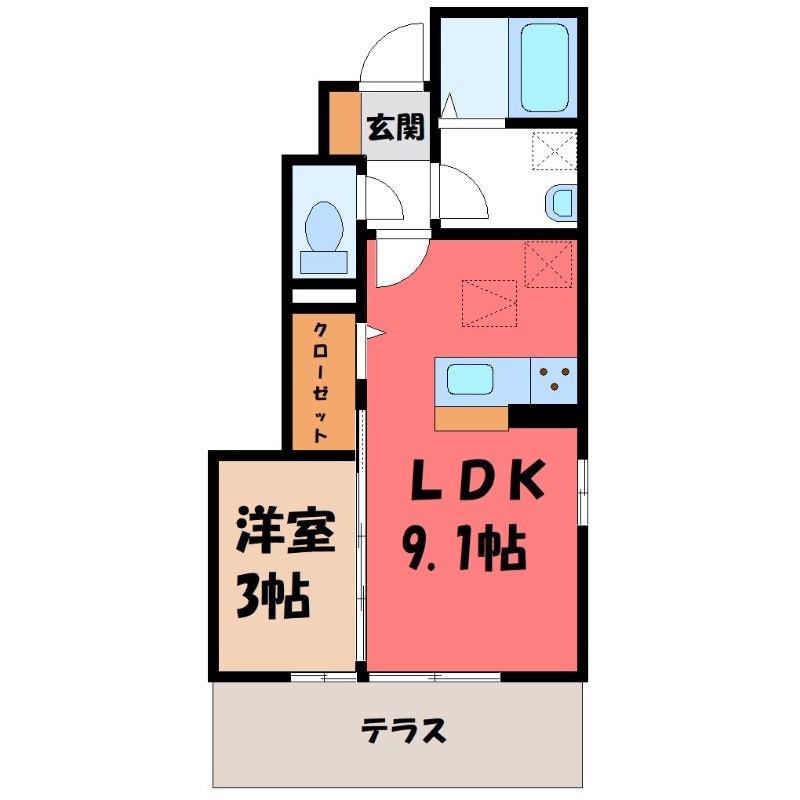 太田市岩瀬川町のアパートの間取り