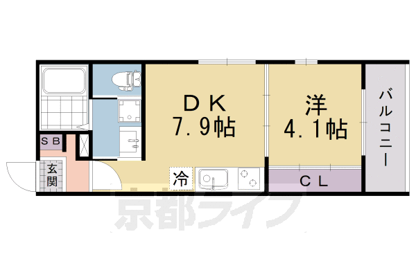 京都市伏見区醍醐構口町のアパートの間取り