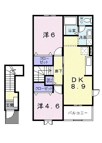 長岡市古正寺のアパートの間取り