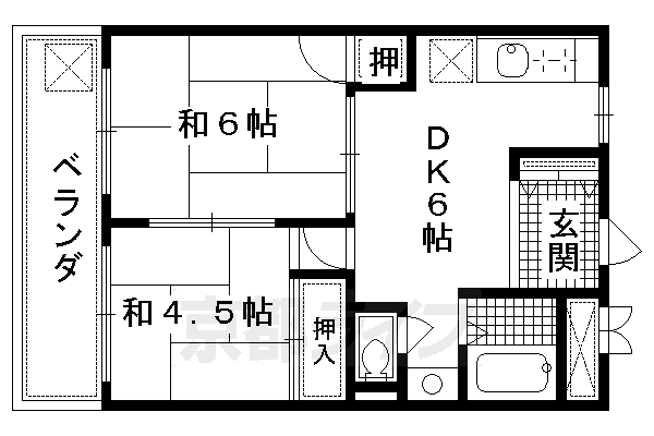 【京都市伏見区深草一ノ坪町のマンションの間取り】