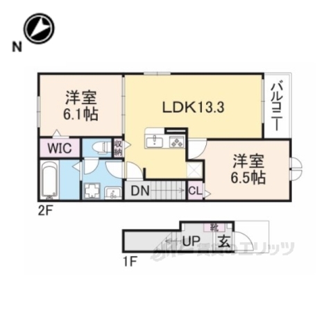 東近江市沖野のアパートの間取り