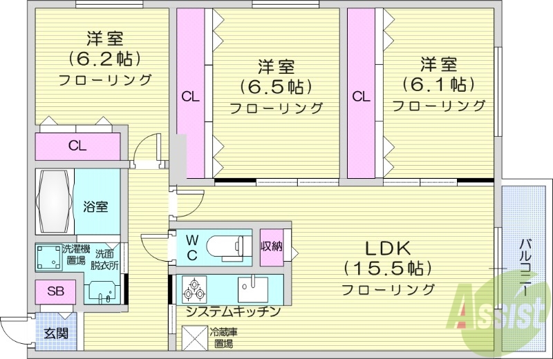 グランメール行啓通の間取り