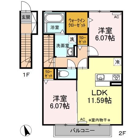 Risicare大井手　dueの間取り