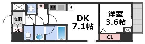 【ライフフィールドなにわ本町RUELLEの間取り】