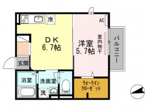 徳島市南沖洲のアパートの間取り