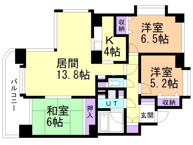 札幌市豊平区平岸一条のマンションの間取り