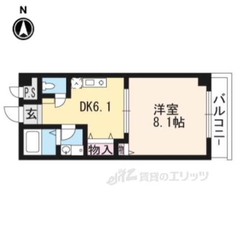 京都市伏見区竹田中川原町のマンションの間取り