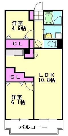 さいたま市中央区新中里のマンションの間取り