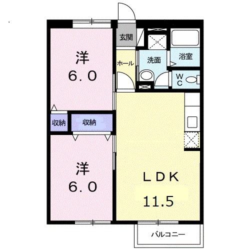 ベルフィーユ山手上Bの間取り