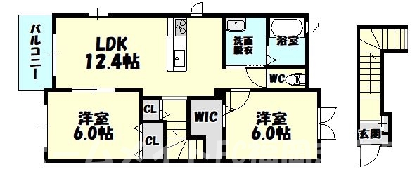 糟屋郡粕屋町仲原のアパートの間取り