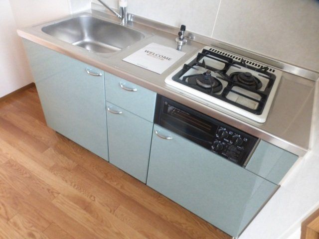 キッチン　グリル付き２口ガス.システムキッチン