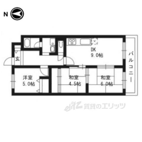 京都市南区久世中久世町２丁目のマンションの間取り