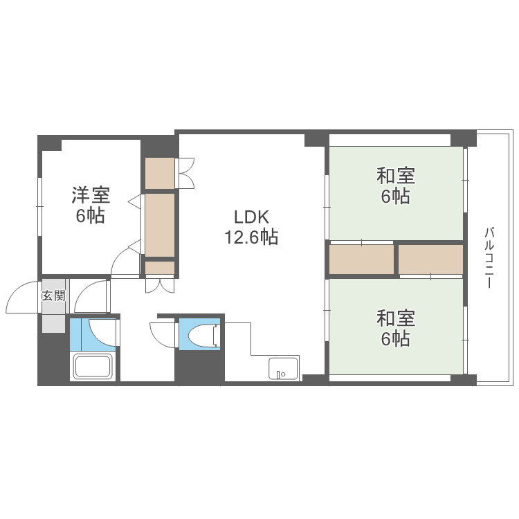 札幌市西区二十四軒二条のマンションの間取り
