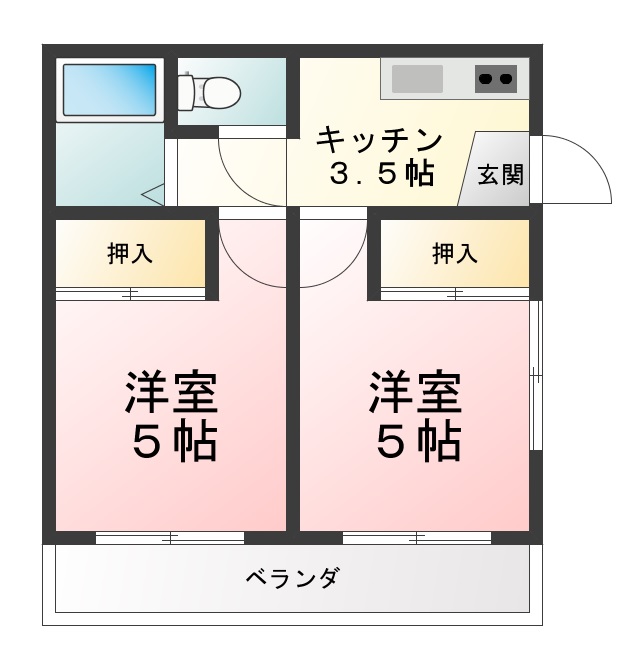 亀山市布気町のアパートの間取り