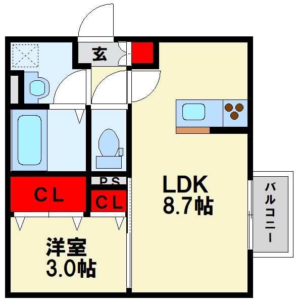 北九州市八幡西区大字本城のアパートの間取り