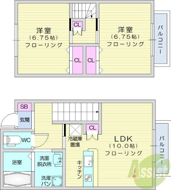 宮城県仙台市宮城野区高砂１（アパート）の賃貸物件の間取り